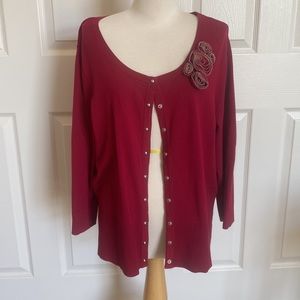 WHBM cardigan tone down red